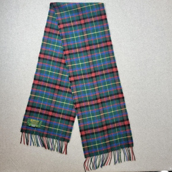 L.L.Bean Scarf Tartan Plaid 100% Lambswool Woven in Ireland John Hanly Fringe - Picture 1 of 8